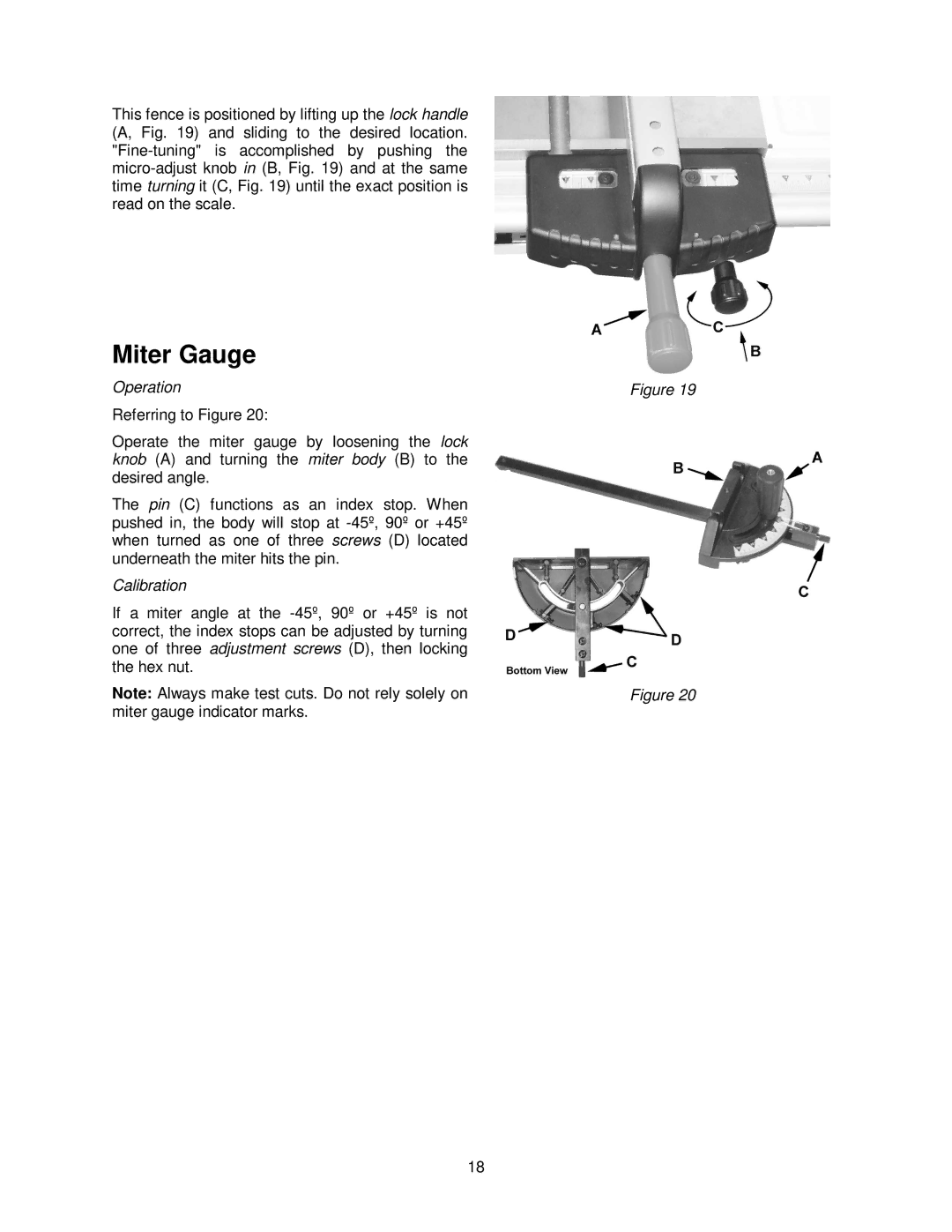 Jet Tools JWTS-10 operating instructions Miter Gauge, Operation 