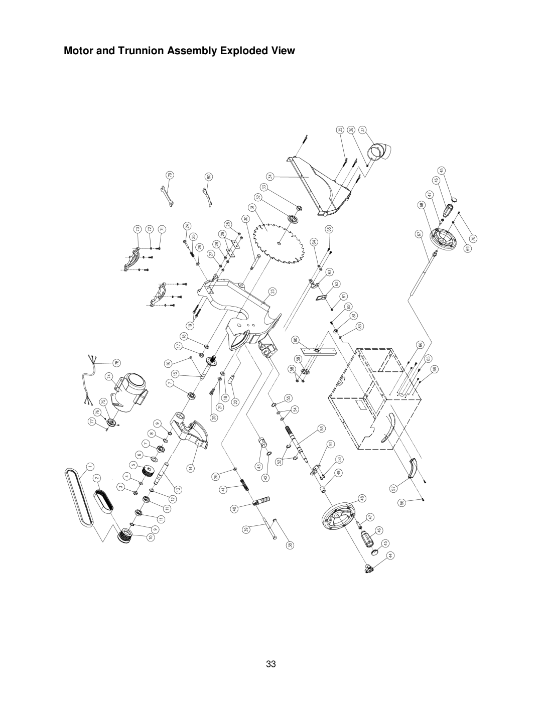 Jet Tools JWTS-10 operating instructions Motor and Trunnion Assembly Exploded View 