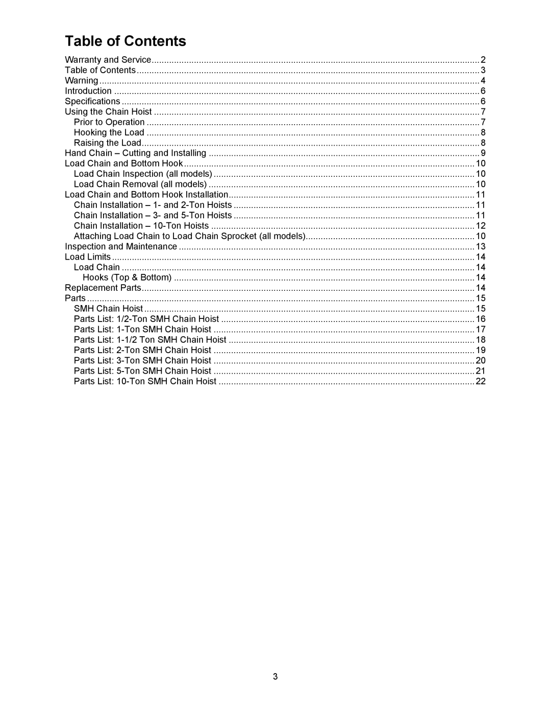 Jet Tools M-121704 operating instructions Table of Contents 