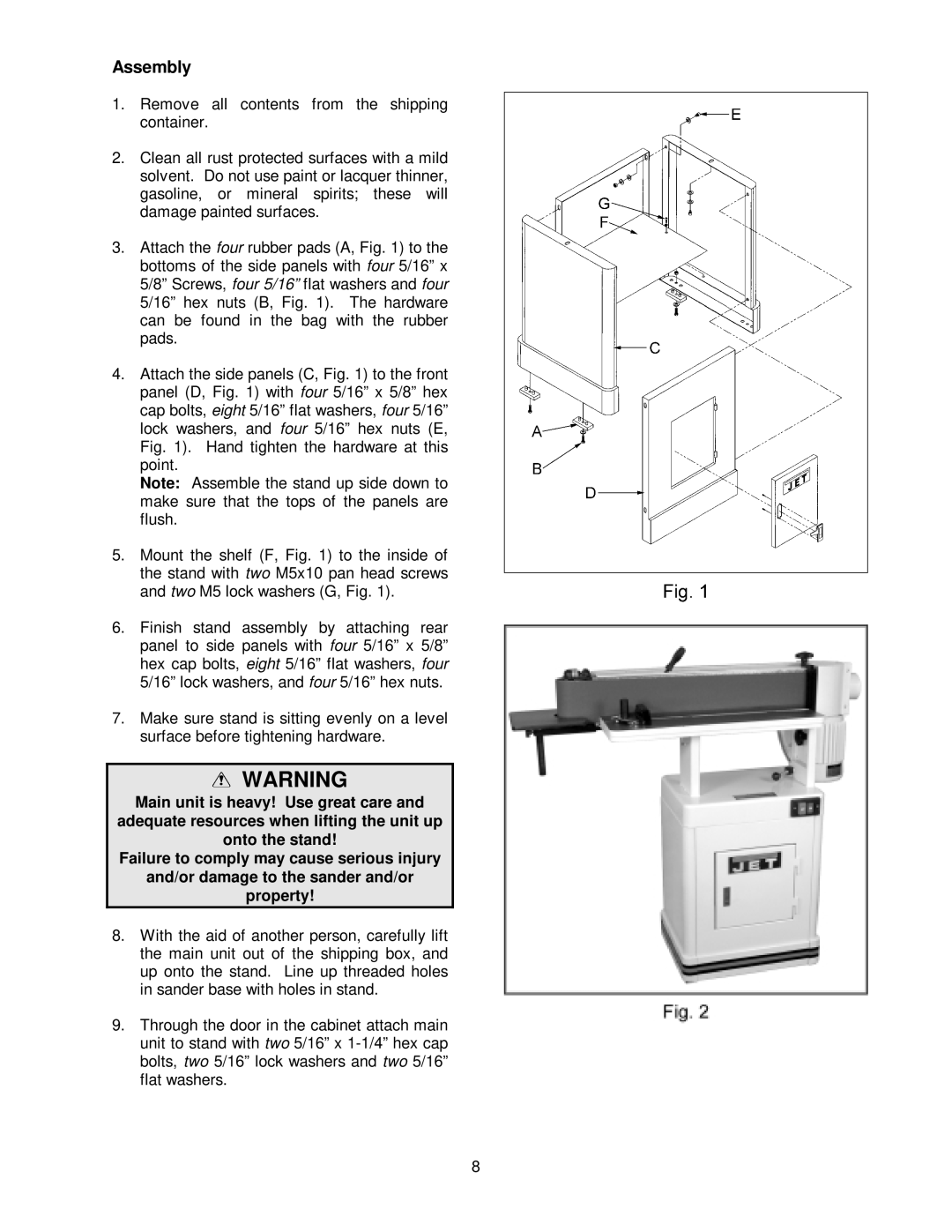 Jet Tools M-708448 owner manual Assembly 