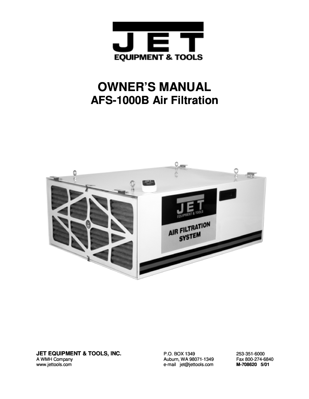 Jet Tools owner manual Jet Equipment & Tools, Inc, AFS-1000BAir Filtration, M-7086205/01 