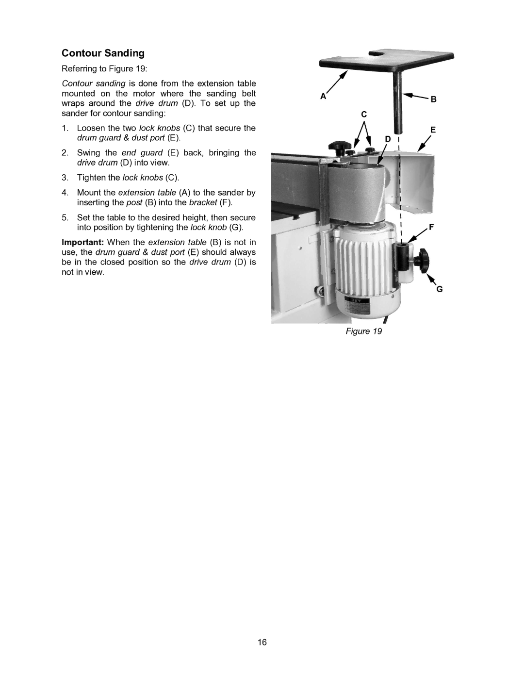 Jet Tools OES-80CS operating instructions Contour Sanding 