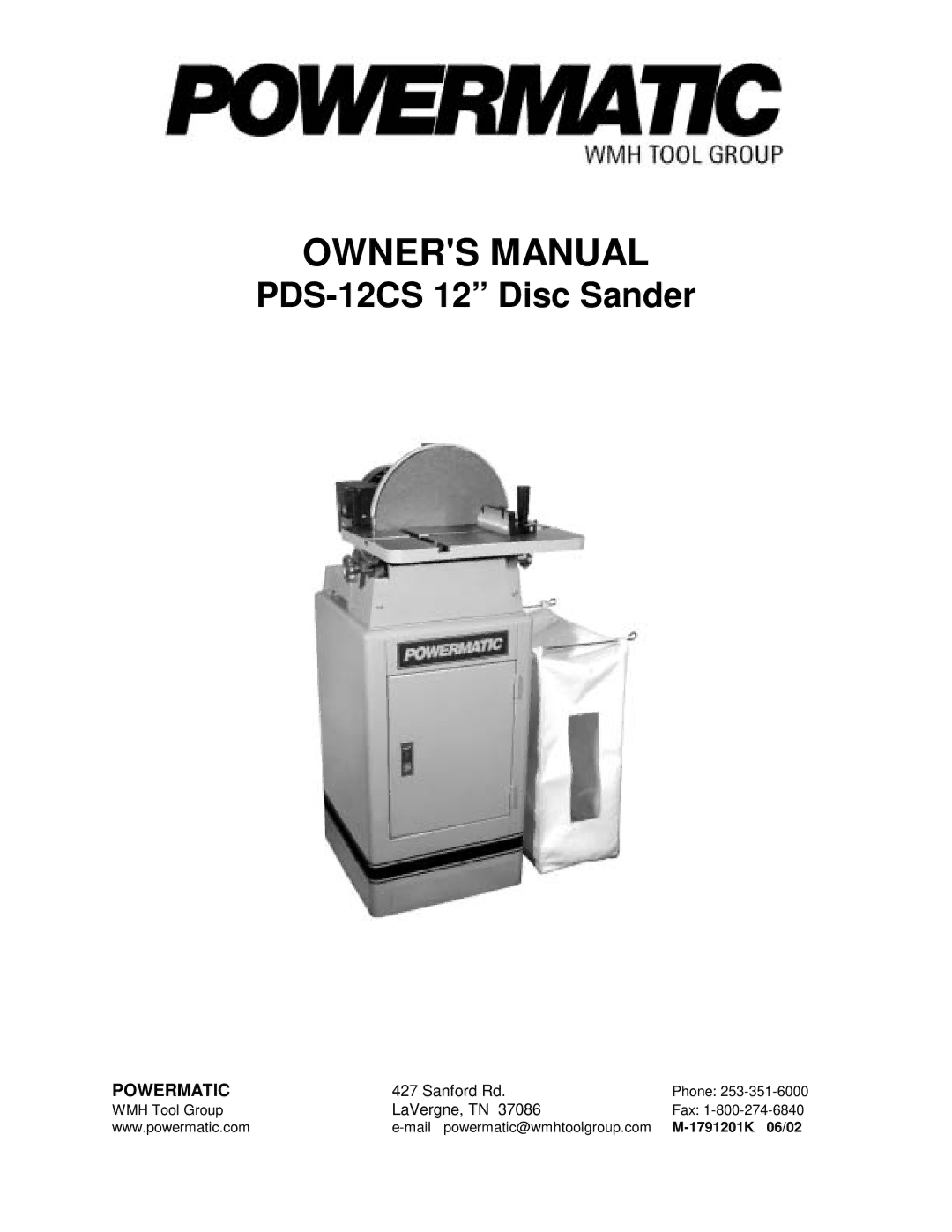 Jet Tools owner manual PDS-12CS 12 Disc Sander 