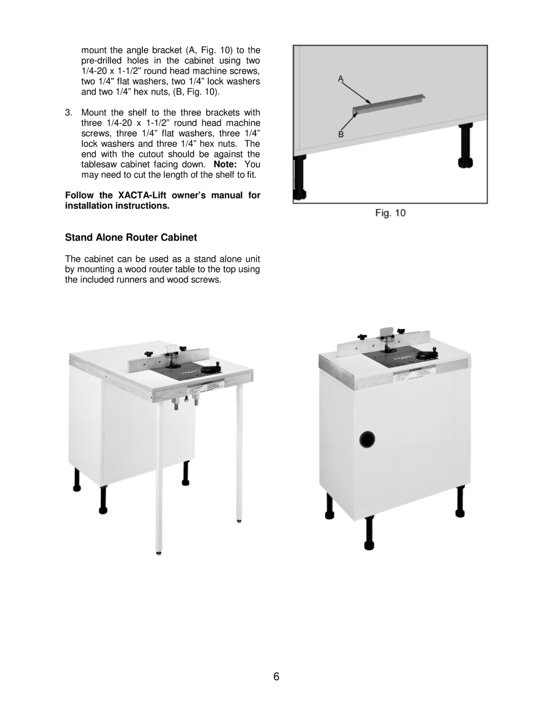 Jet Tools Table Saw owner manual Stand Alone Router Cabinet 