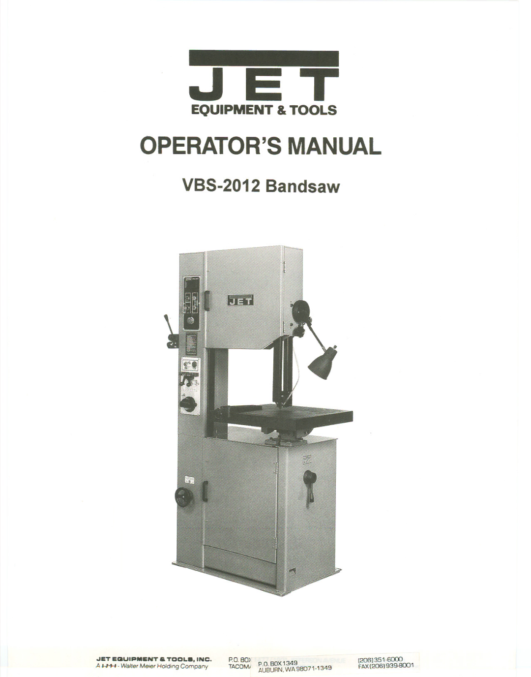 Jet Tools VBS-2012 manual Jet 