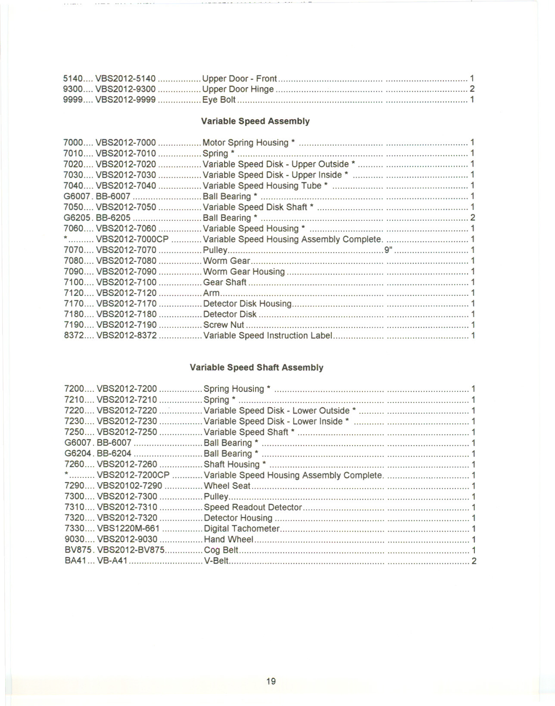 Jet Tools VBS-2012 7000 VBS2012-7000 MotorSpringHousing 7010 VBS2012-7010, VBS2012-7020 VariableSpeed Disk- UpperOutside 