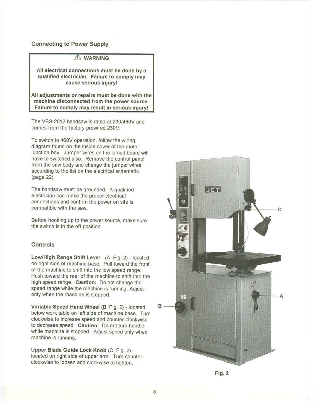 Jet Tools VBS-2012 manual 