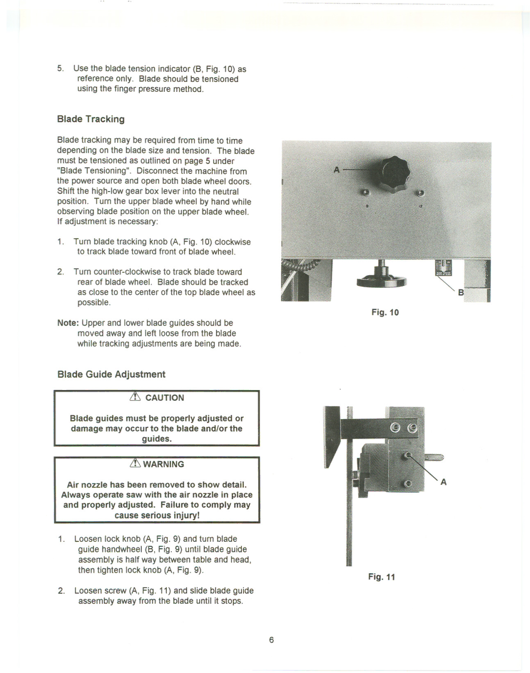 Jet Tools VBS-2012 manual Blade Tracking, Blade Guide Adjustment 