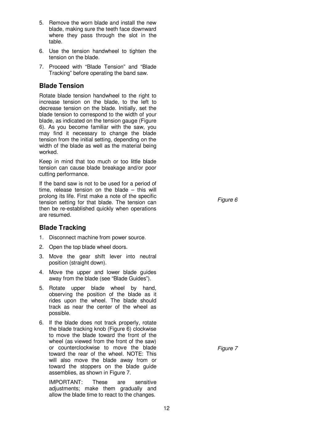 Jet Tools VBS-3612 operating instructions Blade Tension, Blade Tracking 