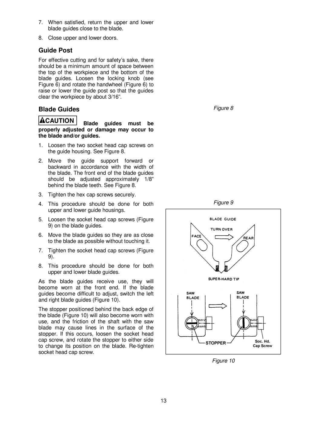 Jet Tools VBS-3612 operating instructions Guide Post, Blade Guides 