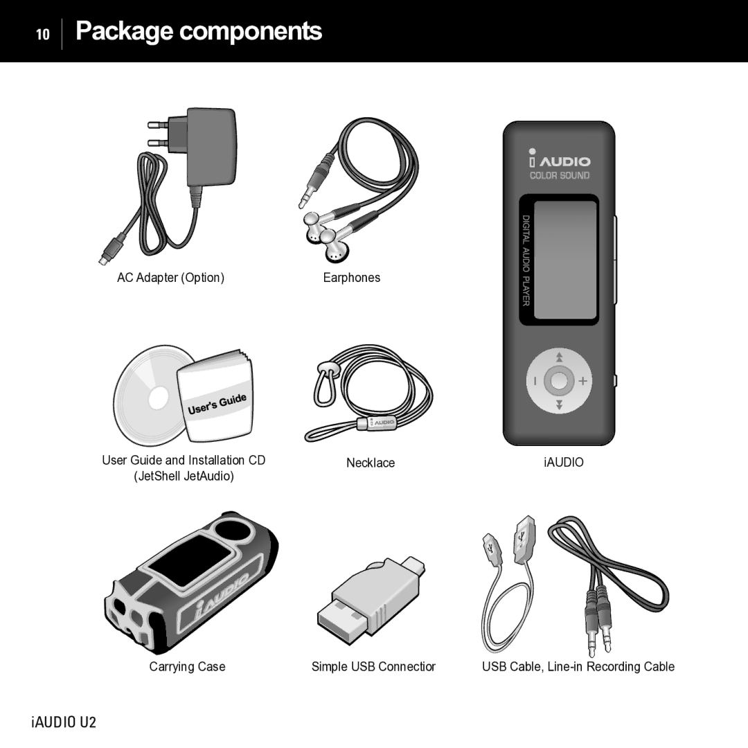 JetAudio iAUDIO U2 manual Package components 