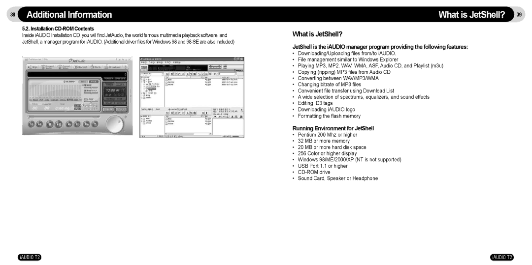 JetAudio T2 manual Additional Information, What is JetShell?, Installation CD-ROM Contents 