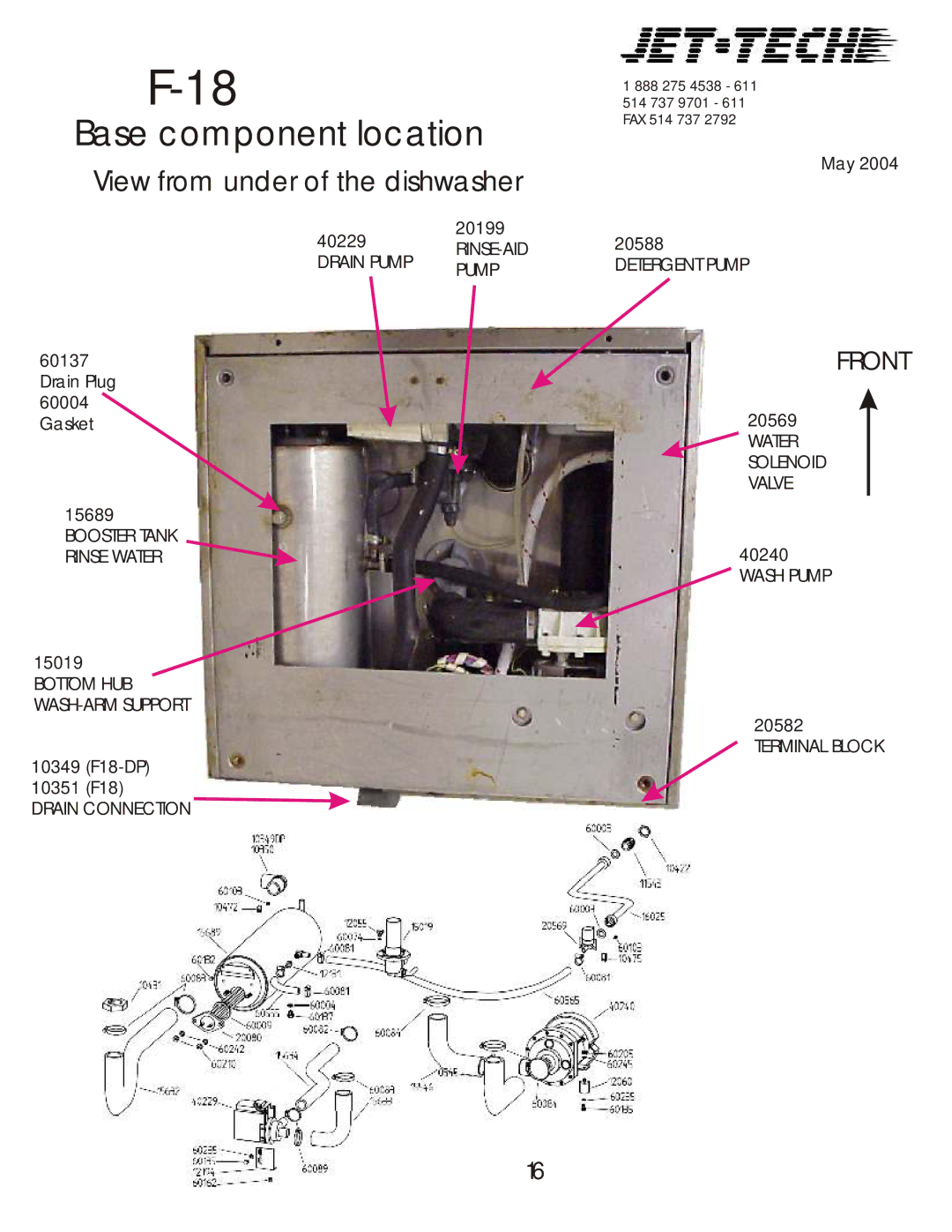 Jettech Metal Products manual May 40229 20199, 20588, Drain Plug 60004 Gasket, 10349 F18-DP 10351 F18 