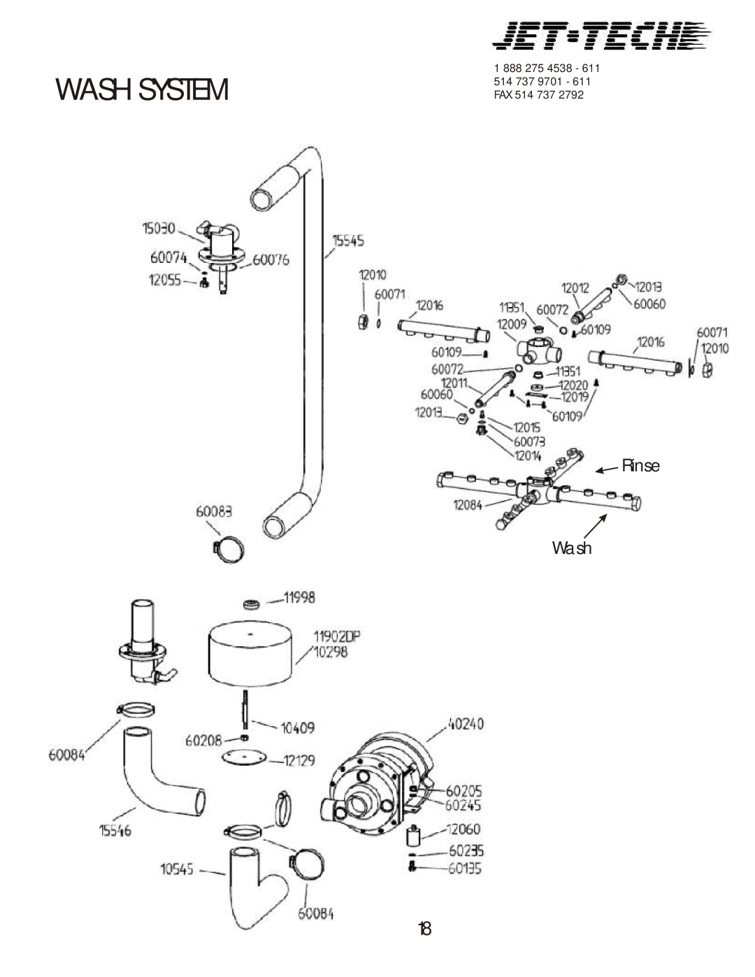 Jettech Metal Products F18-DP manual Rinse Wash 