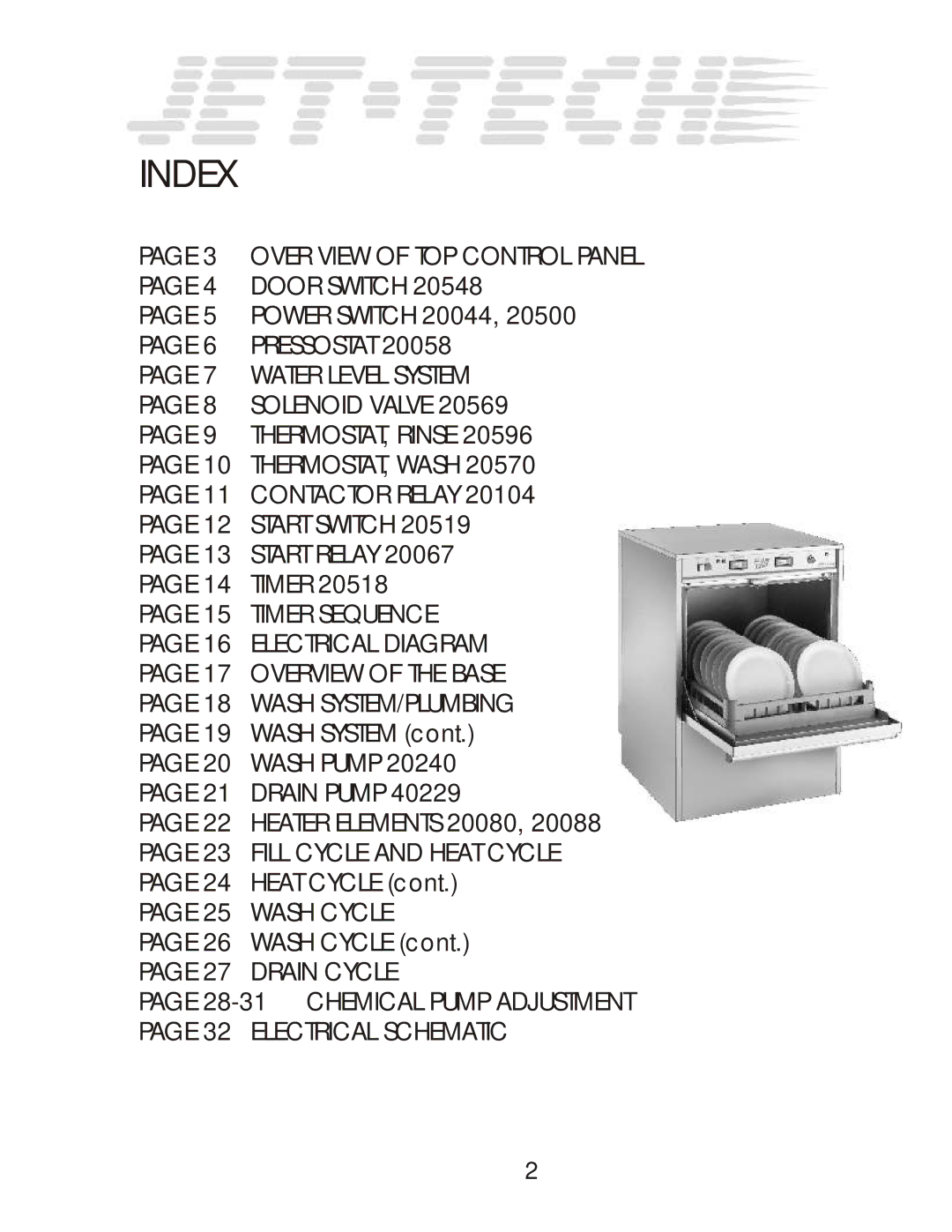 Jettech Metal Products F18-DP manual Index, Drain Cycle 