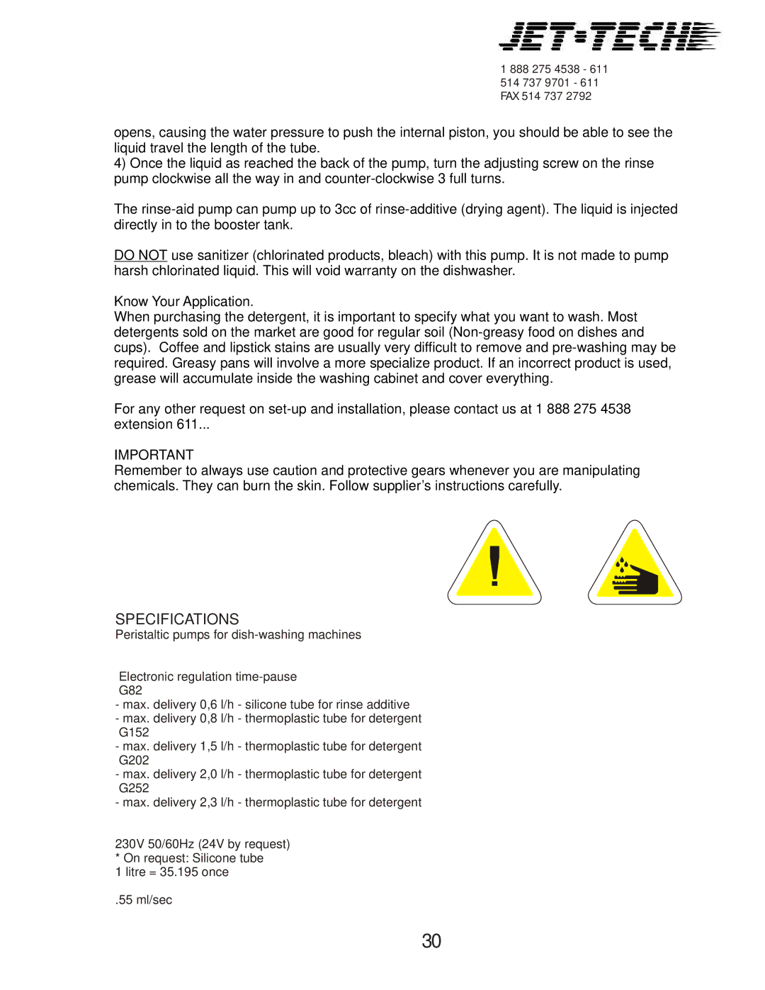 Jettech Metal Products F18-DP manual Specifications 