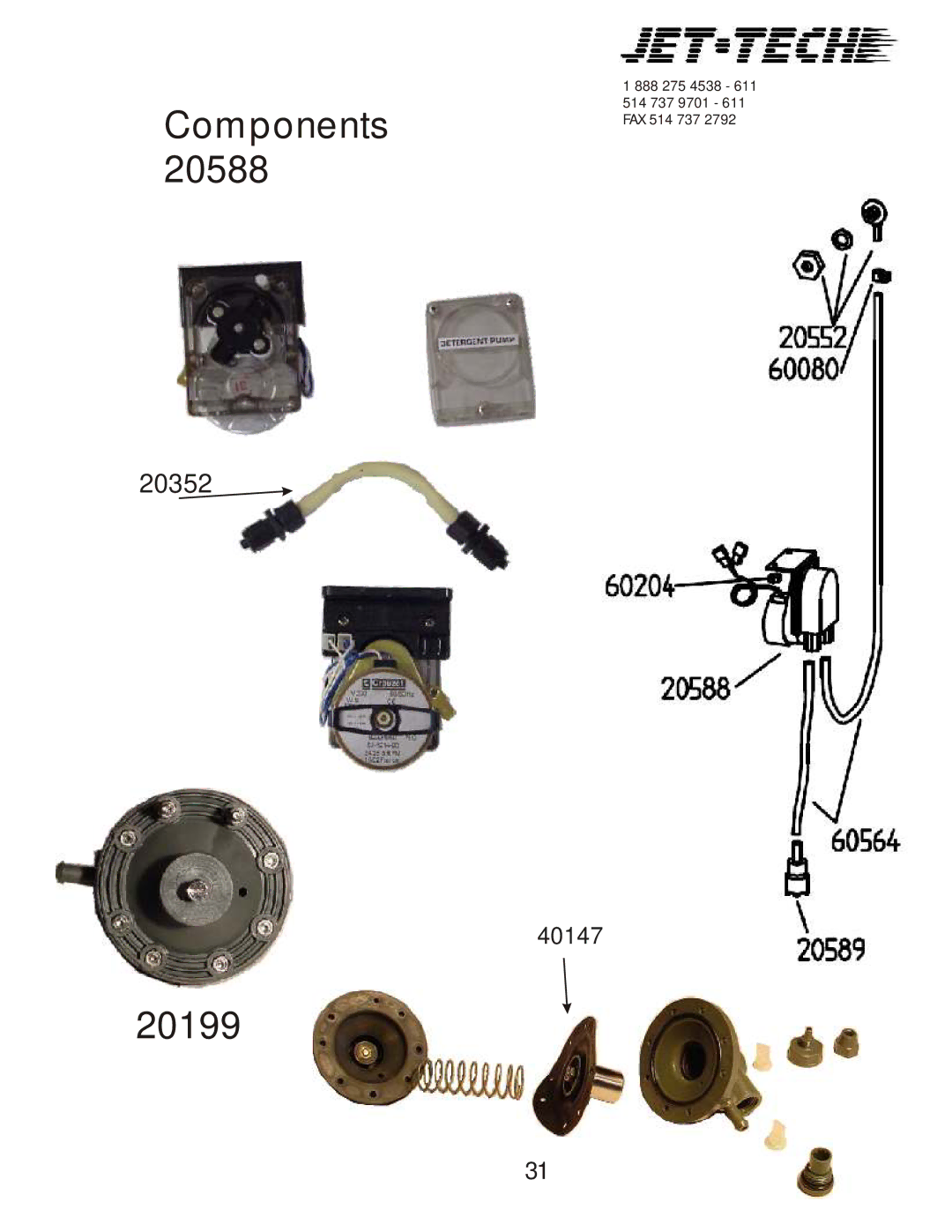 Jettech Metal Products F18-DP manual Components 20588, 20199 