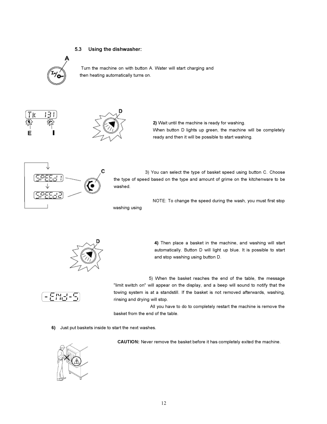 Jettech Metal Products FX-44 operation manual Using the dishwasher 