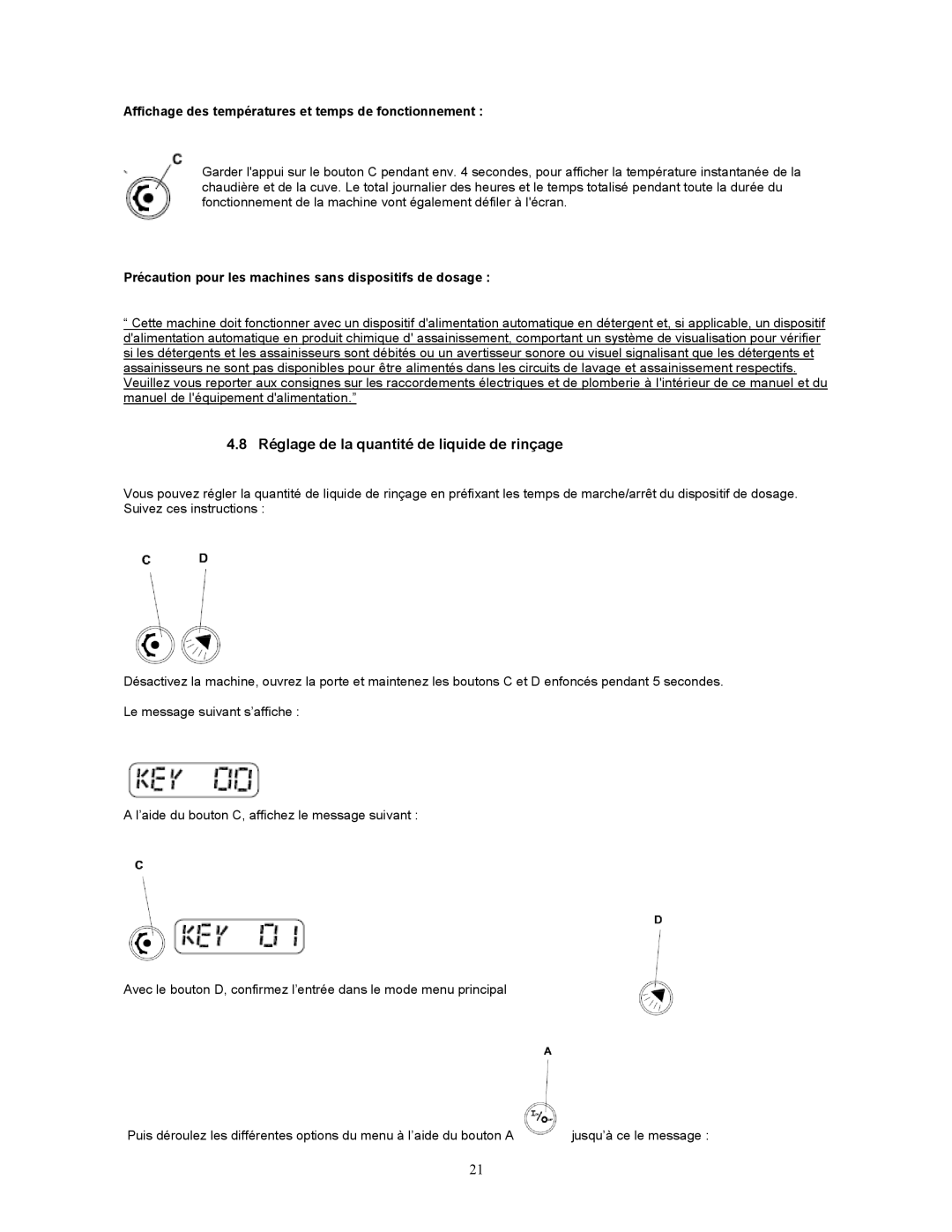 Jettech Metal Products FX-44 operation manual Réglage de la quantité de liquide de rinçage 