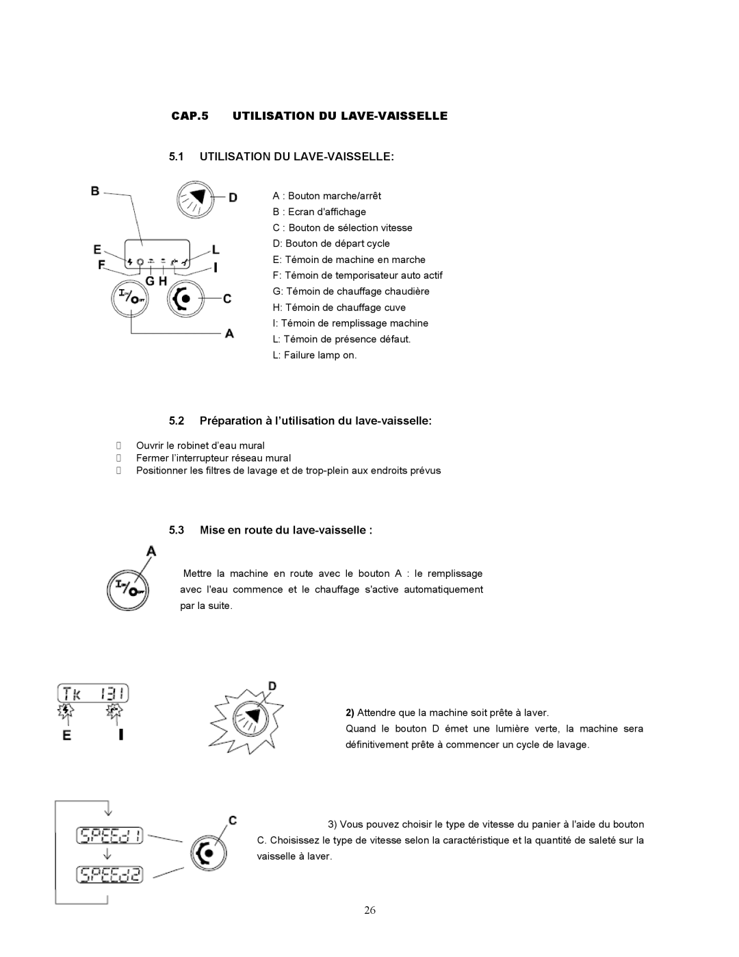 Jettech Metal Products FX-44 CAP.5 Utilisation DU LAVE-VAISSELLE, Préparation à l’utilisation du lave-vaisselle 