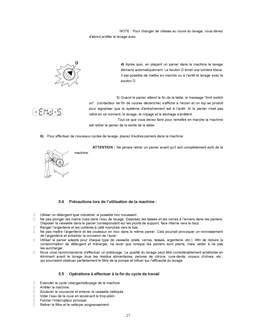 Jettech Metal Products FX-44 operation manual Précautions lors de l’utilisation de la machine 