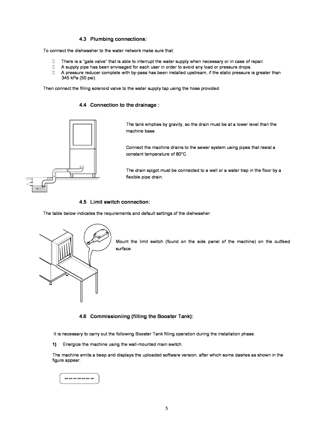 Jettech Metal Products FX-44 operation manual Plumbing connections, Connection to the drainage, Limit switch connection 