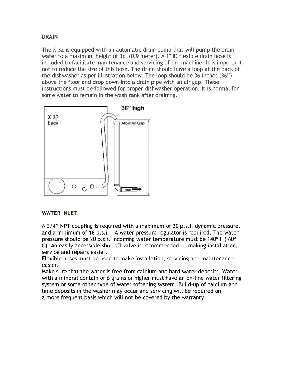 Jettech Metal Products X-32 technical manual Drain 