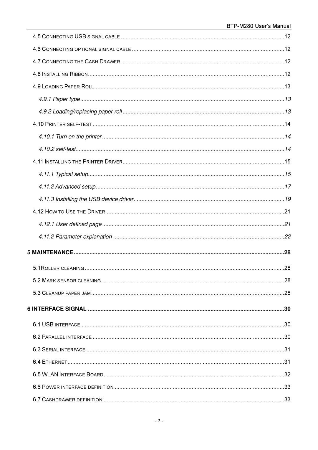 Jiaye General Merchandise Co BTP-M280 user manual Maintenance 