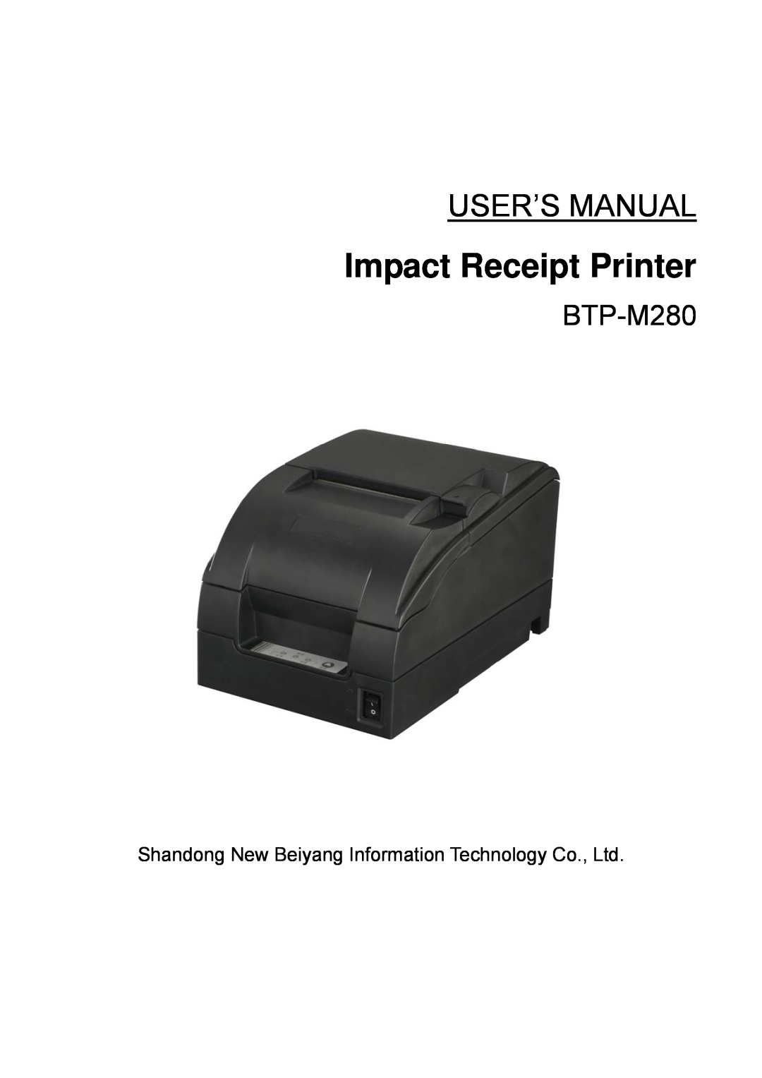 Jiaye General Merchandise Co BTP-M280 user manual Impact Receipt Printer, User’S Manual 