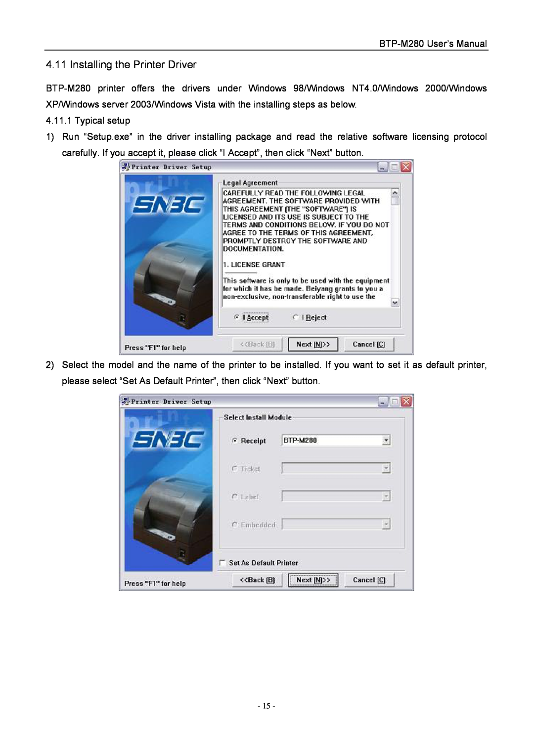 Jiaye General Merchandise Co BTP-M280 user manual Installing the Printer Driver 
