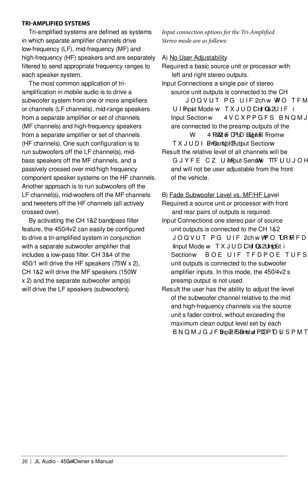 JL Audio 450/4V2 owner manual TRI-AMPLIFIED Systems, W 4FMFDUi1&2wPOUIFiSignal Fromw 