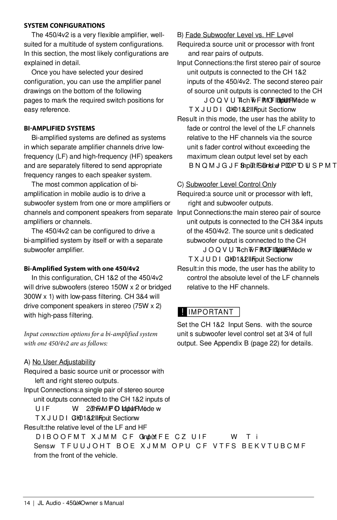 JL Audio 450/4V2 owner manual System Configurations, BI-AMPLIFIED Systems, Bi-Amplified System with one 450/4v2 