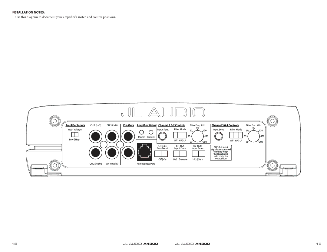 JL Audio A4300 owner manual Installation Notes 