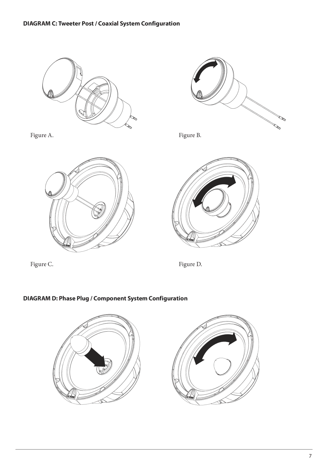 JL Audio C3-650-XO, C3-650cw owner manual Diagram C Tweeter Post / Coaxial System Configuration 