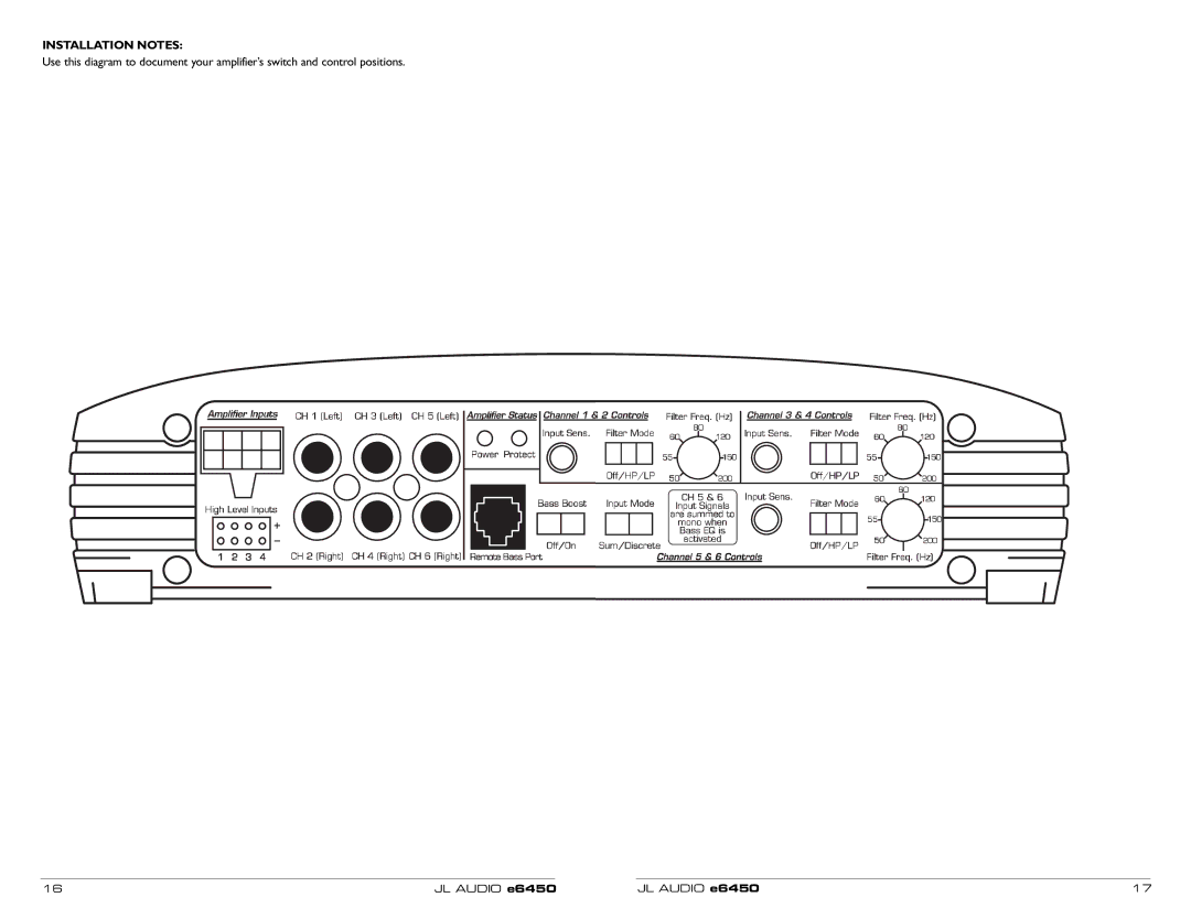 JL Audio E6450 owner manual Installation Notes 