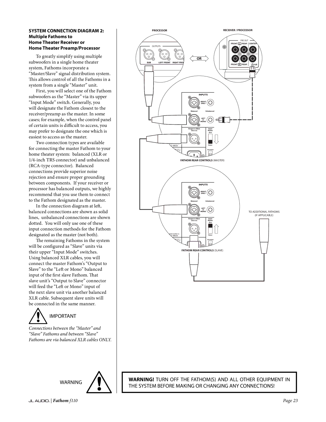 JL Audio f110 owner manual Processor 