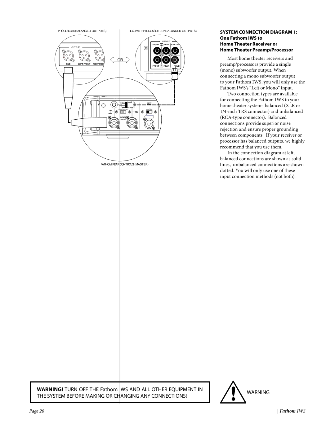 JL Audio IWS-SYS-2, IWS-SYS-1 owner manual Fathom Rear Controls Master 