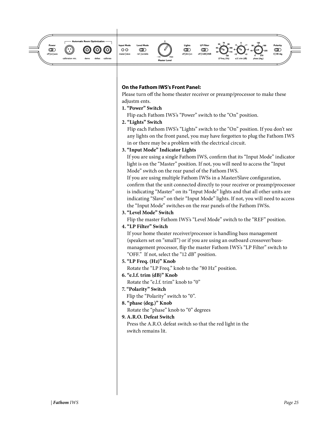 JL Audio IWS-SYS-1, IWS-SYS-2 owner manual On the Fathom IWS’s Front Panel 