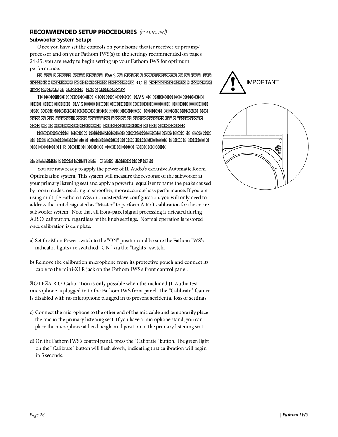 JL Audio IWS-SYS-2, IWS-SYS-1 owner manual Recommended Setup Procedures, Subwoofer System Setup 