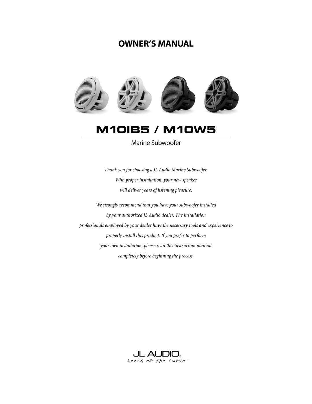 JL Audio owner manual M10IB5 / M10W5 