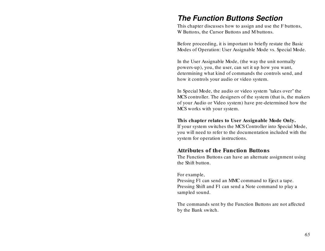 JL Audio MCS-3800 manual Function Buttons Section, Attributes of the Function Buttons 