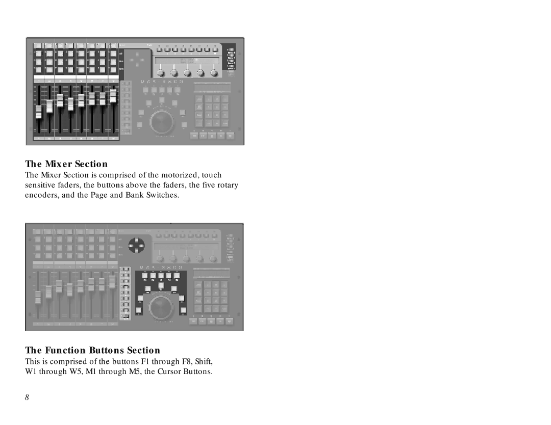 JL Audio MCS-3800 manual Mixer Section, Function Buttons Section 