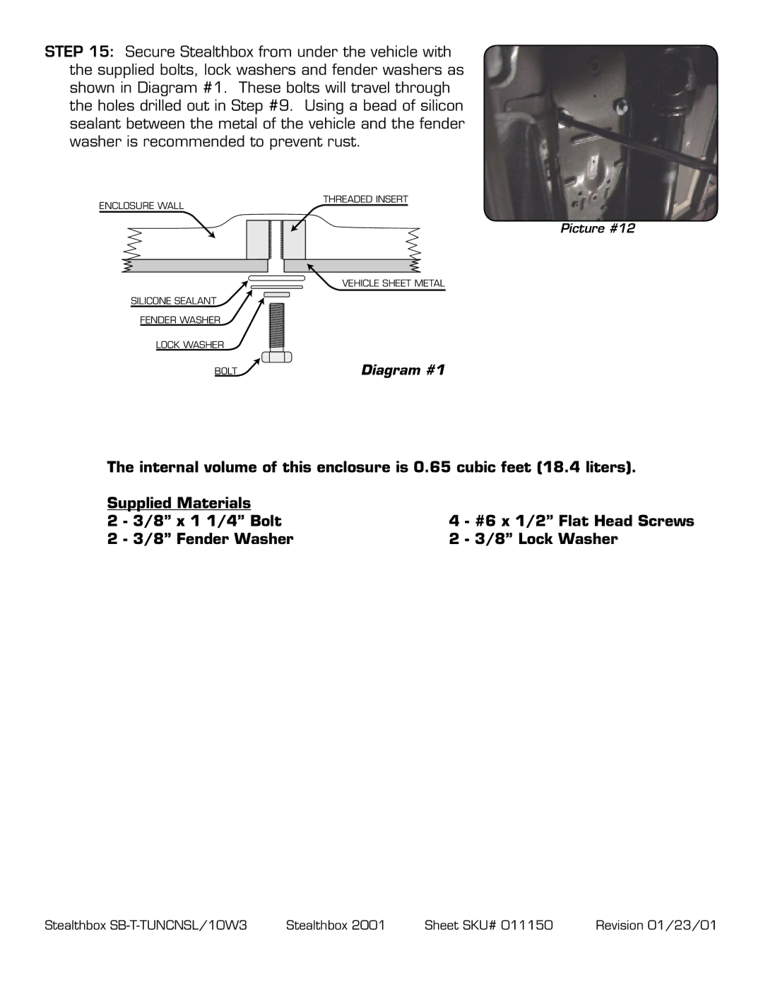 JL Audio SB-T-TUNCNSL/10W3 manual Diagram #1 