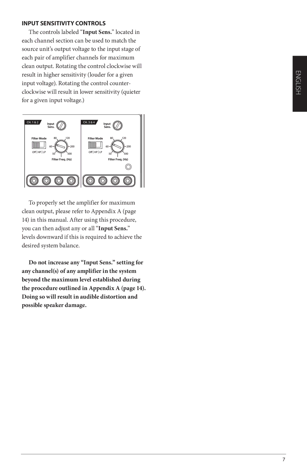 JL Audio XD400/4, XD600/1 owner manual Input Sensitivity Controls 