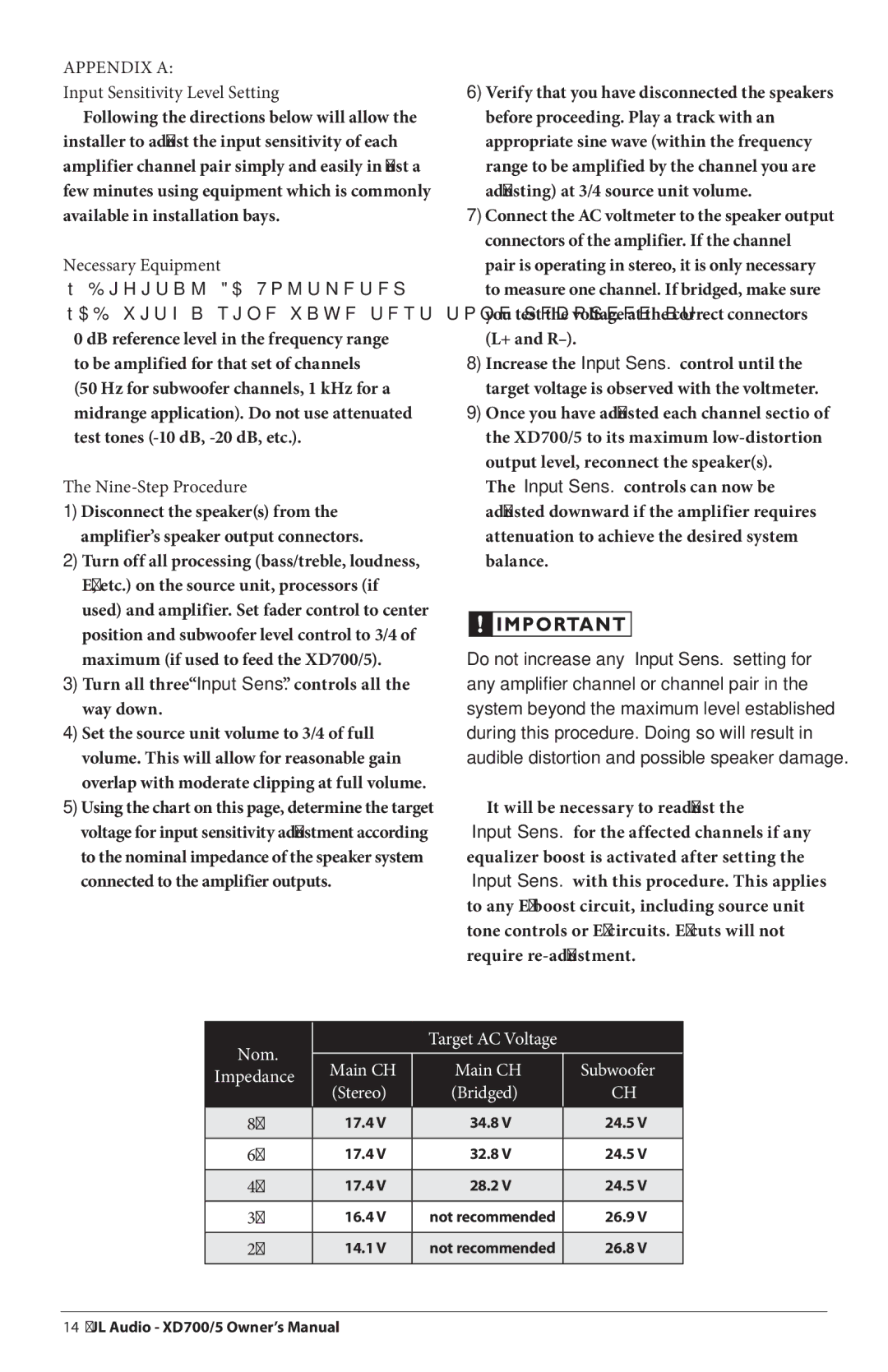 JL Audio XD700/5 owner manual Appendix a, Necessary Equipment, Nine-Step Procedure 