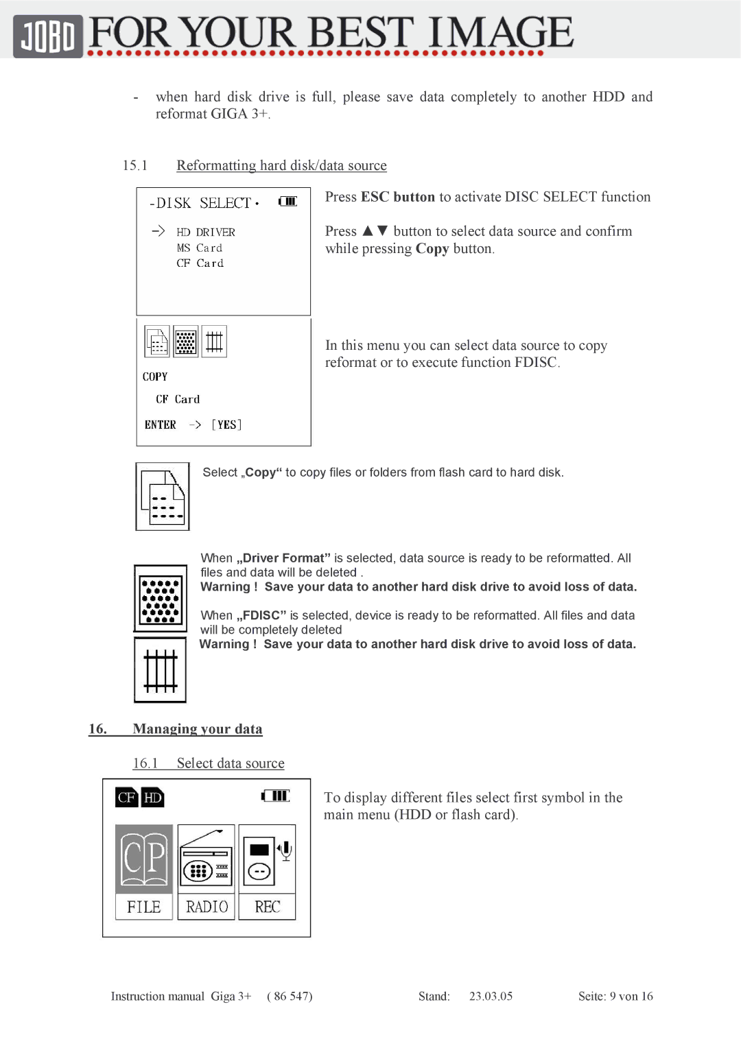 JOBO Giga 3+ manual #3# 