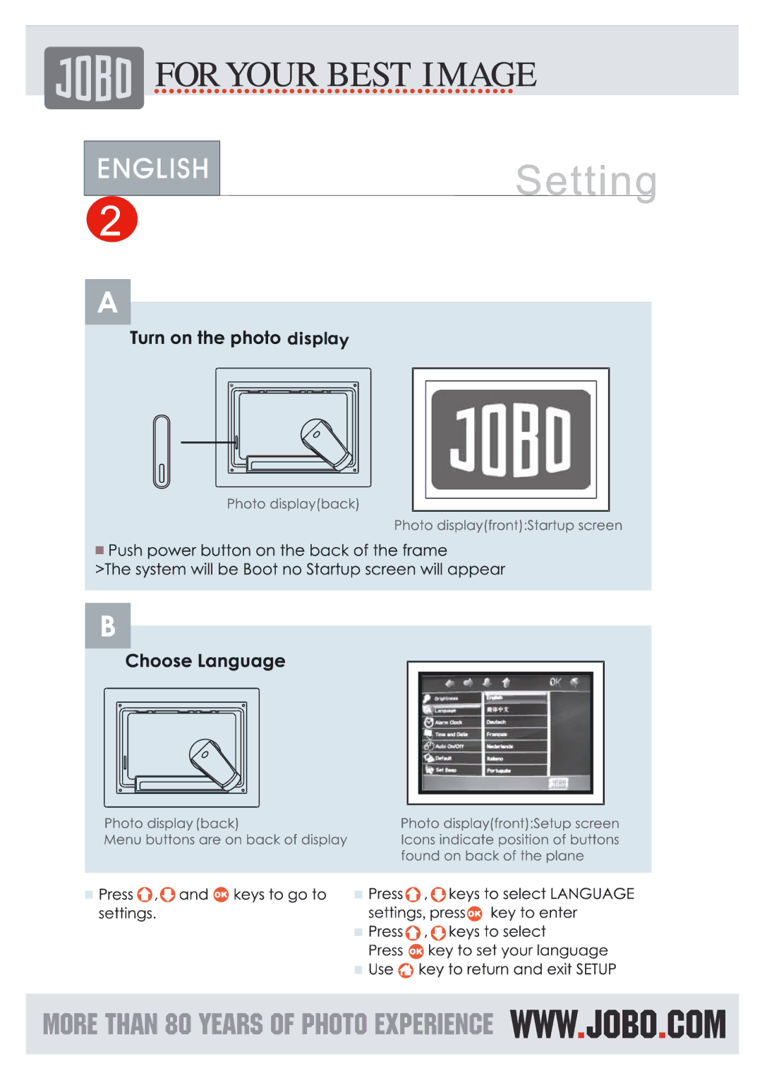 JOBO Photo Frame manual 