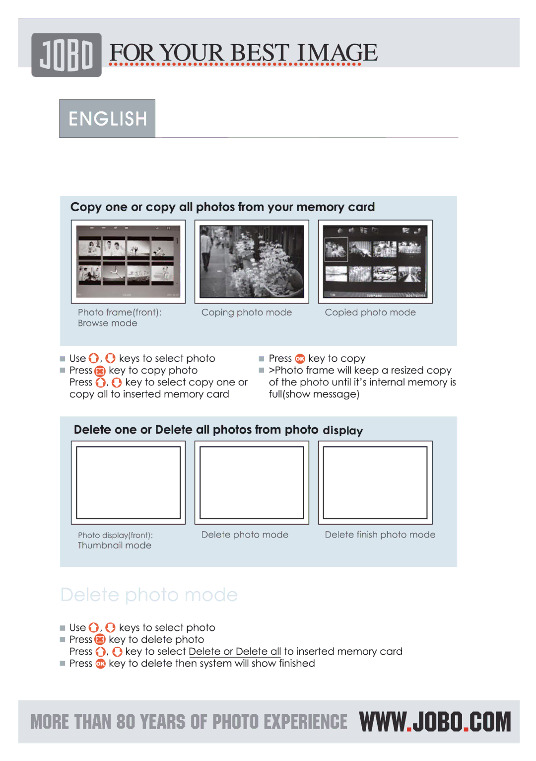 JOBO Photo Frame manual 