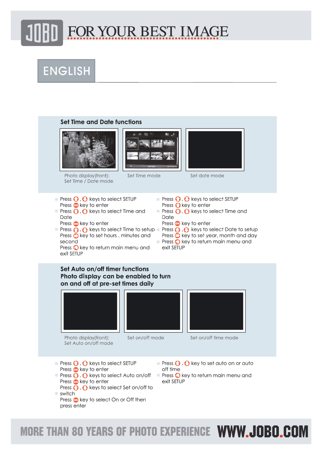 JOBO Photo Frame manual 