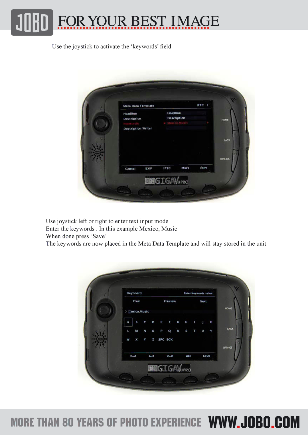 JOBO XMP manual 